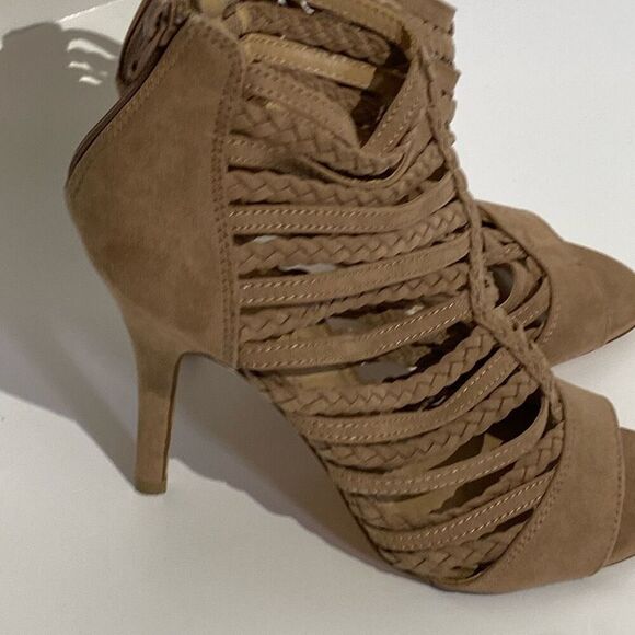 LC Lauren Conrad Women's Tan Spumoni Braided Strap High Heels Size 7.5 - Picture 2 of 9